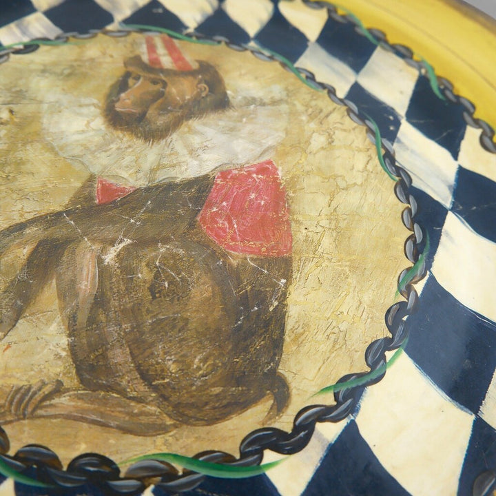 Hand Painted Wooden Art Plate Signed Paul Munro 2002