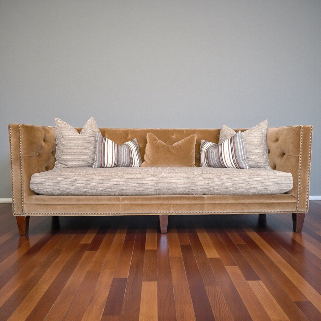 Orig Price $7500 - Tufted Sofa with 5 Designer Pillows - Acosta's Home