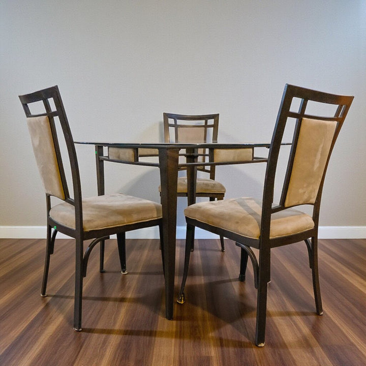 Glass Top Dining Table with 3 Chairs