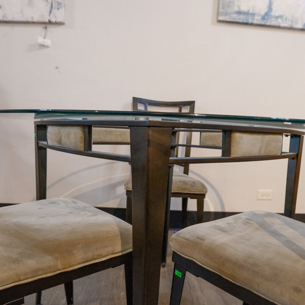 Glass Top Dining Table with 3 Chairs