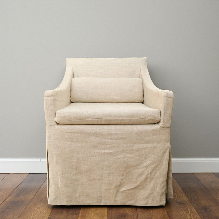 Orig Price $1250 - Low Belgian Slipcover Dining Chair with Pillow