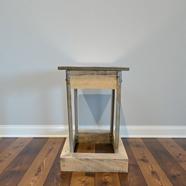 Reclaimed Wood and Metal Accent Table