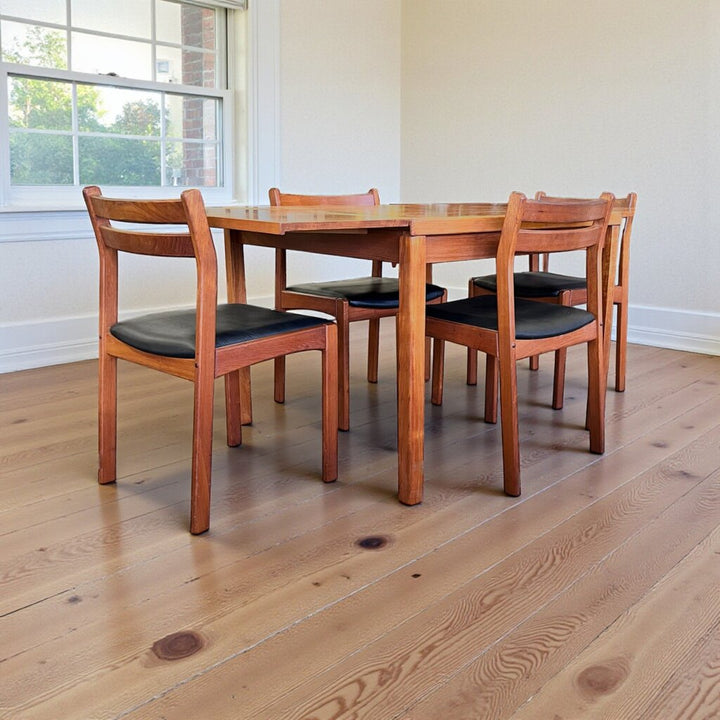 MCM Danish Teak Extension table W/ 4 Chairs - Acosta's Home