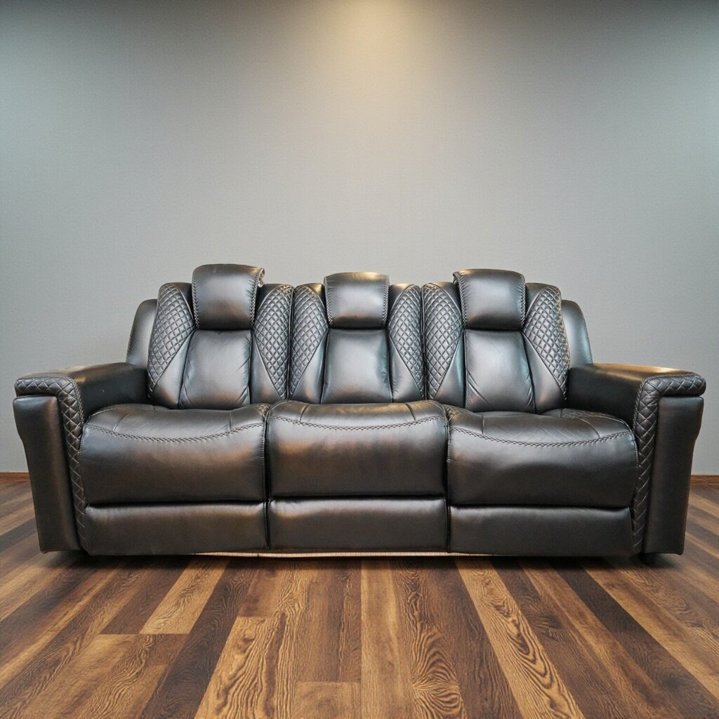 Orig Price $2800 - Leather Dual Power Recline 'Transformer' Theater Sofa - Acosta's Home