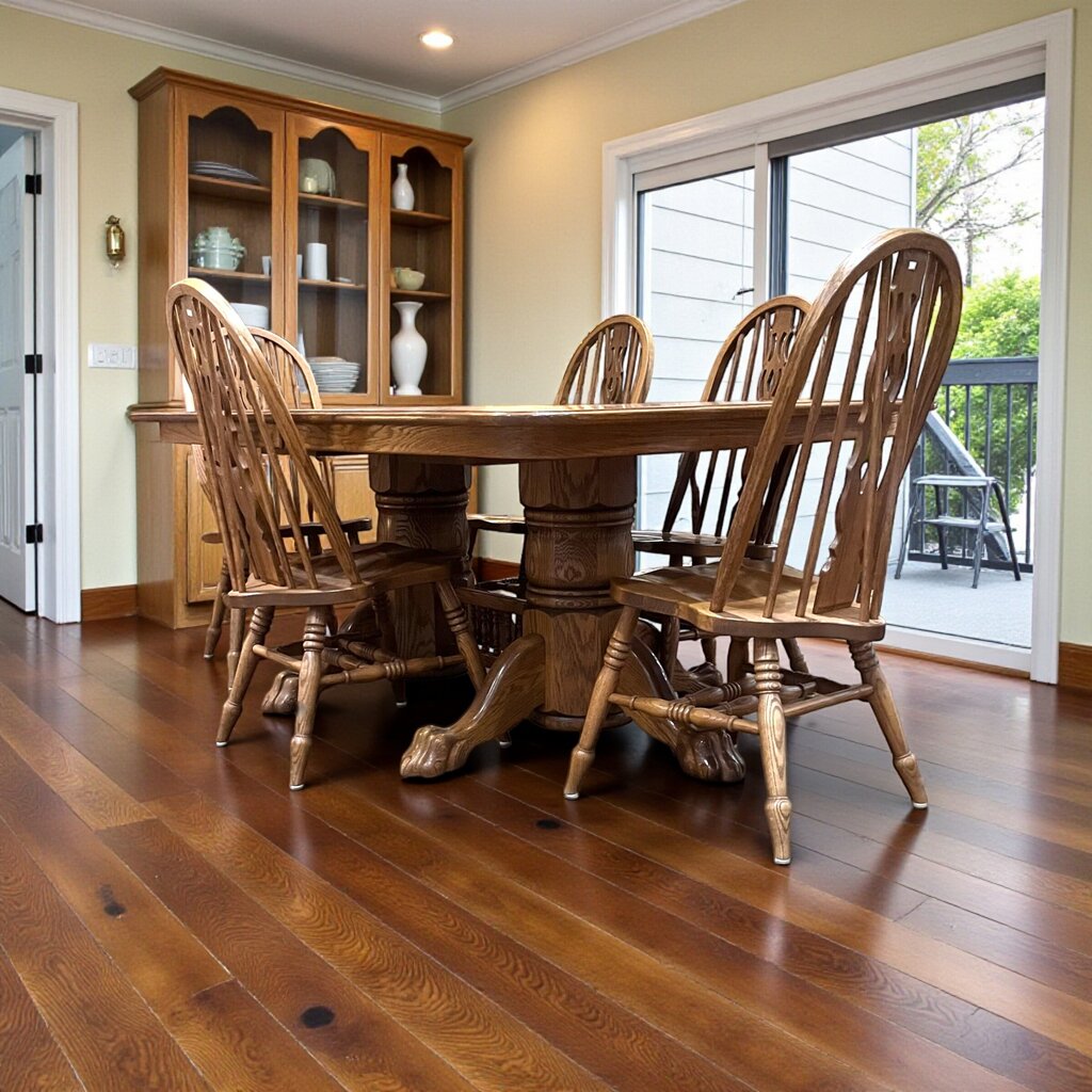 Orig Price $3500 - Amish Dining Set w/ 6 Chairs & 3 Leaves - Acosta's Home