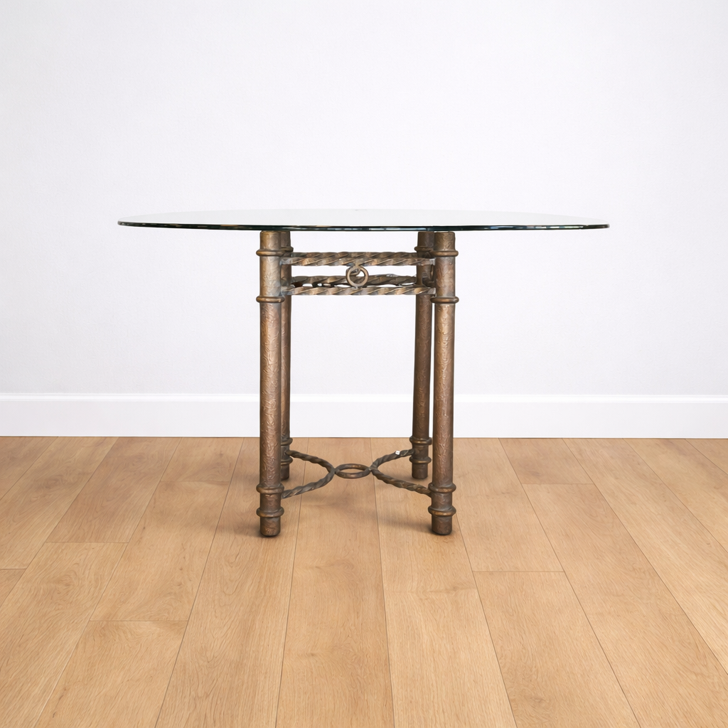 Orig Price $750 - Glass Top Wrought Iron Dining Table - Acosta's Home