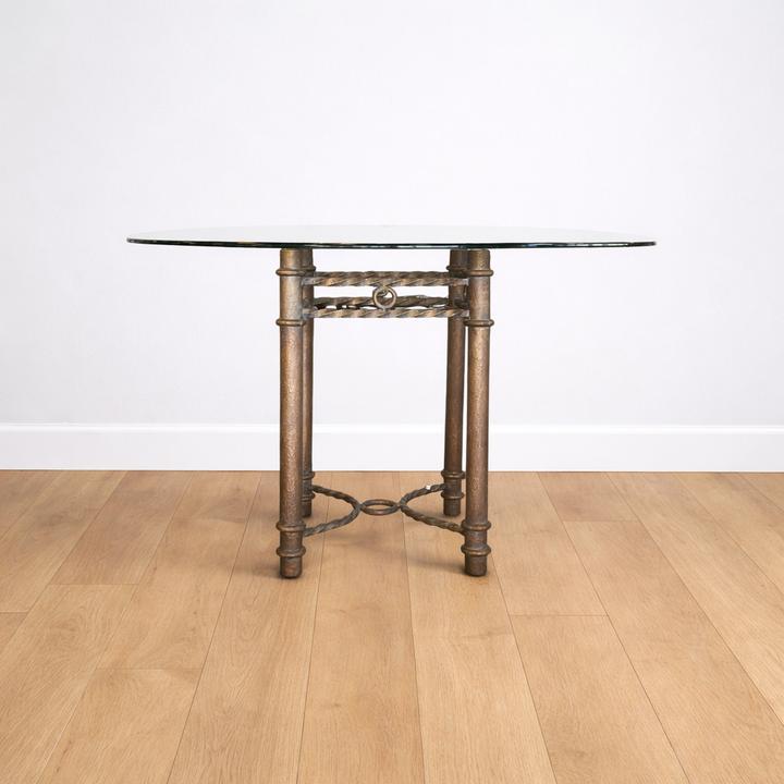 Orig Price $750 - Glass Top Wrought Iron Dining Table - Acosta's Home