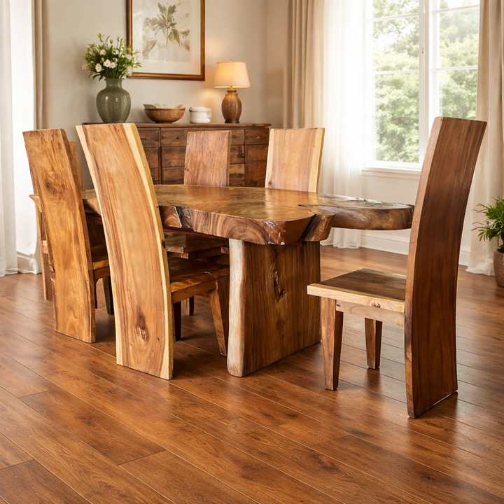 Live Edge Dining Table w/ 6 Chairs - Acosta's Home