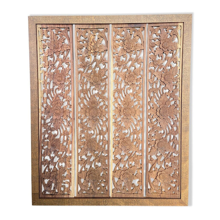 Floral Carved Wood Panels in Frame - Acosta's Home