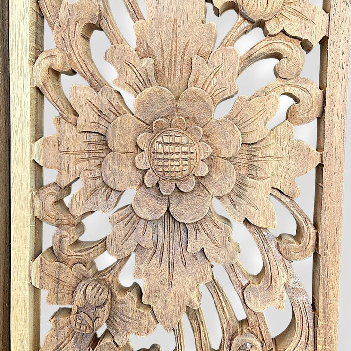 Floral Carved Wood Panels in Frame - Acosta's Home