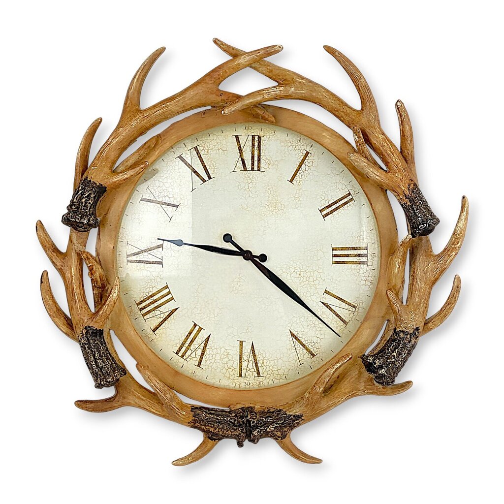 Clock in Faux Deer Antler Frame - Acosta's Home