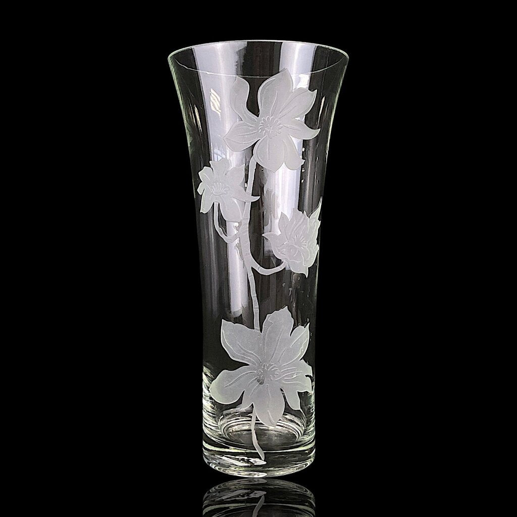 Flared Rim Crystal Vase - Floral Serenity - Acosta's Home