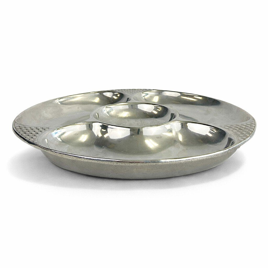 Round Pewter Chip & Dip Tray - Polka - Acosta's Home
