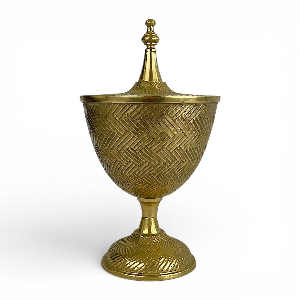 Solid Brass Footed Urn Bowl w/ Finial Lid - Acosta's Home