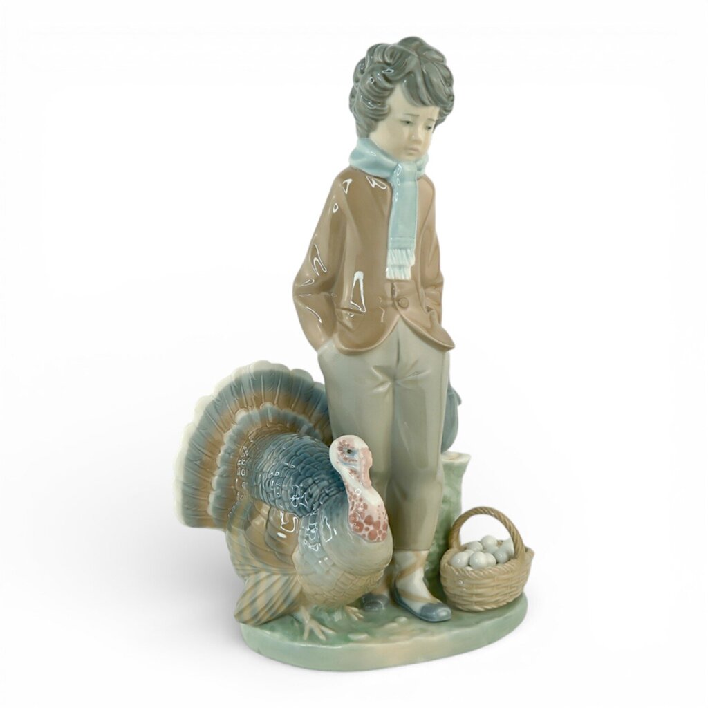 Lladro Boy with Turkey and Basket of Eggs 1276 - RARE - Acosta's Home