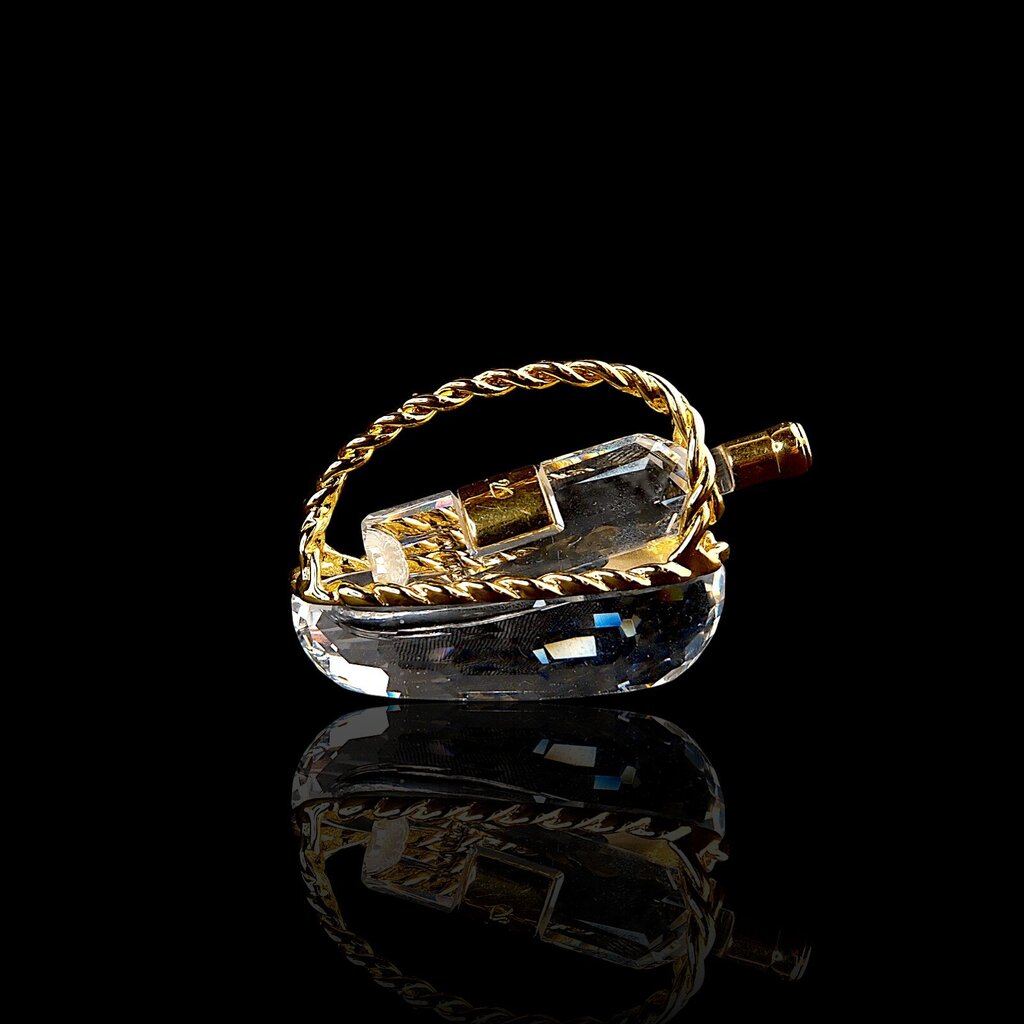 Crystal Wine Bottle and Basket - Memories Collection - Acosta's Home