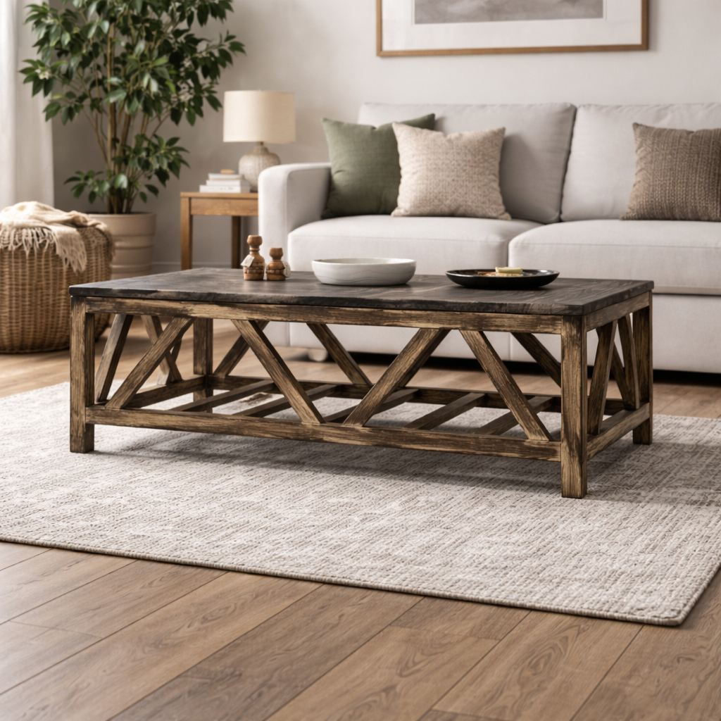 Orig Price $1200 - Wood & Stone Cocktail Table - Acosta's Home