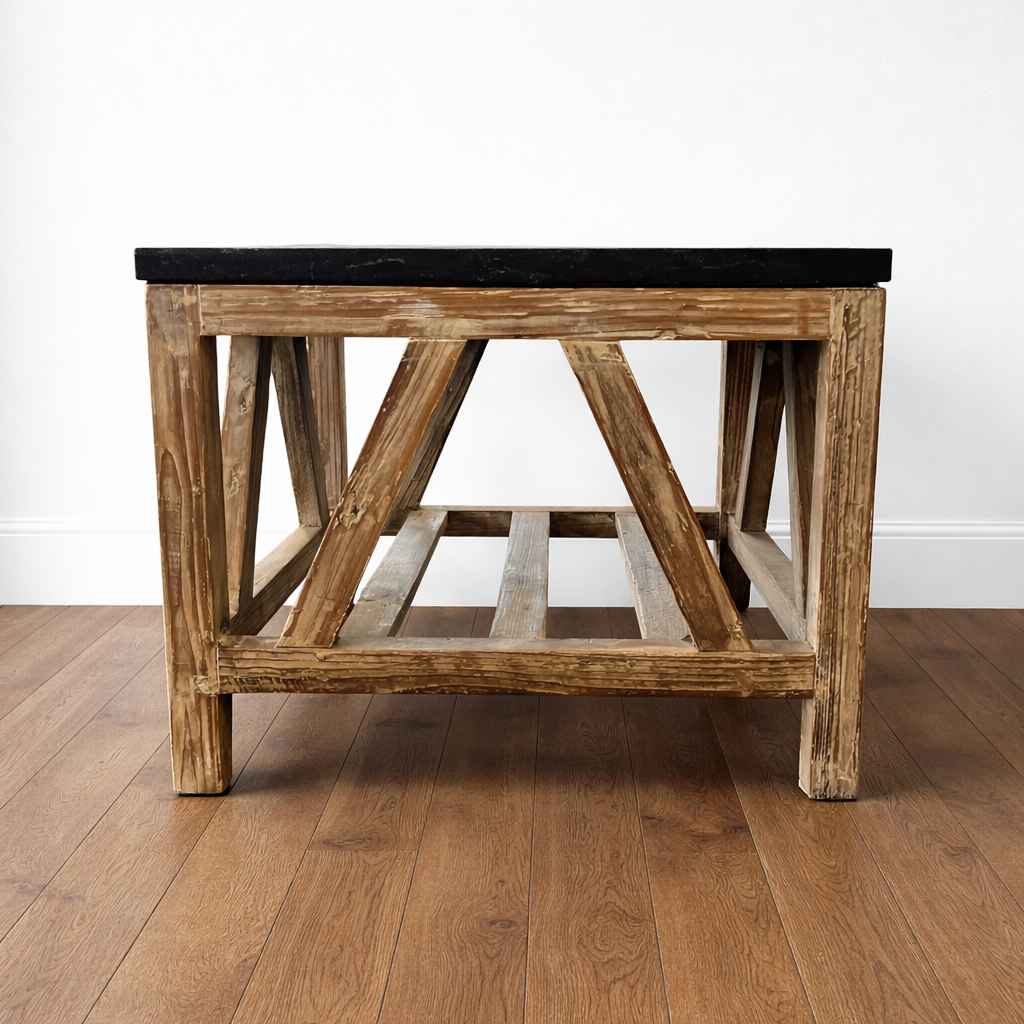 Orig Price $850 - Stone & Wood End Table - Acosta's Home