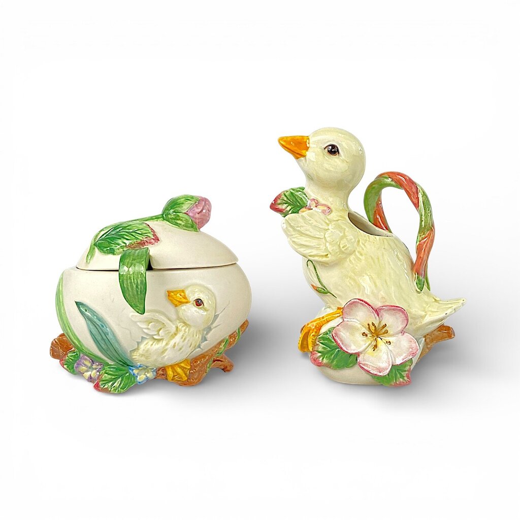Duck Creamer & Egg Sugar Bowl - Garden Rhapsody - Acosta's Home
