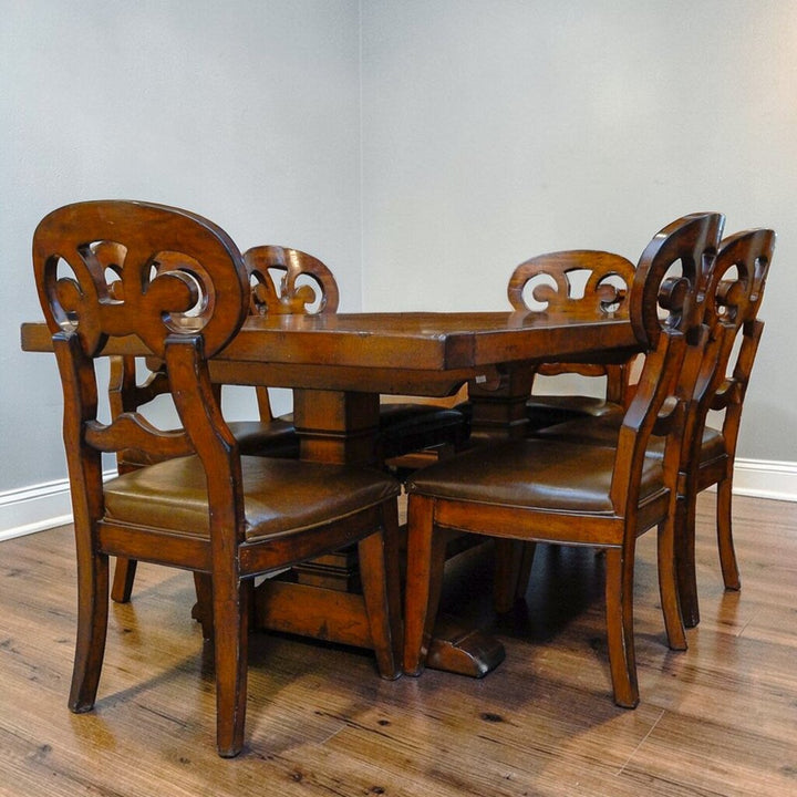 Trestle Dining Table with 6 Chairs - Acosta's Home