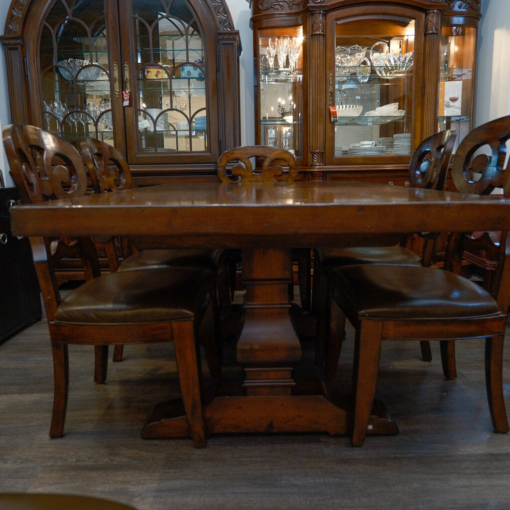 Trestle Dining Table with 6 Chairs - Acosta's Home