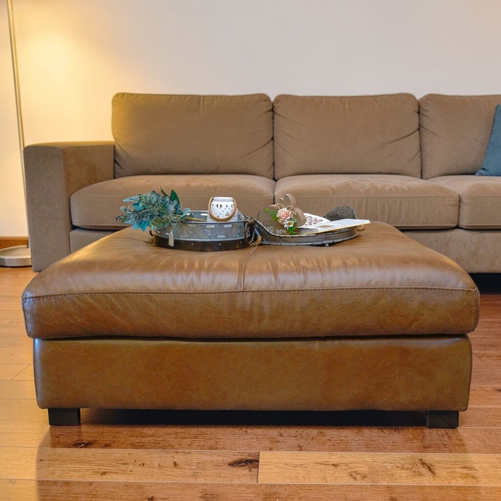 Leather Cocktail Ottoman - Acosta's Home