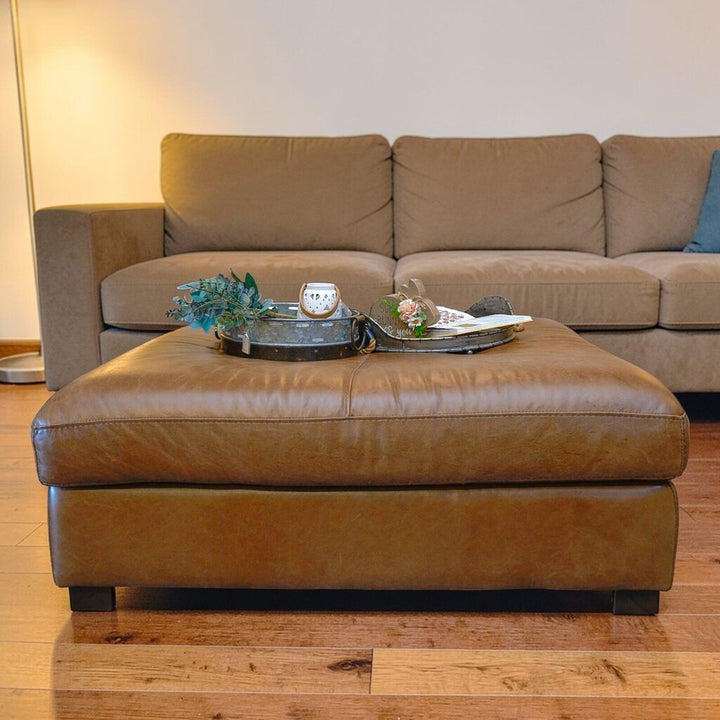 Leather Cocktail Ottoman - Acosta's Home