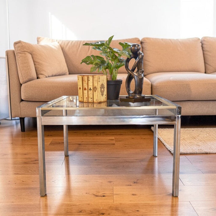 MCM Style Brass and Chrome End Table - Acosta's Home
