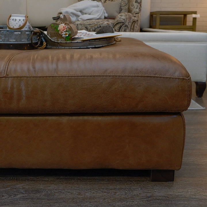 Leather Cocktail Ottoman - Acosta's Home