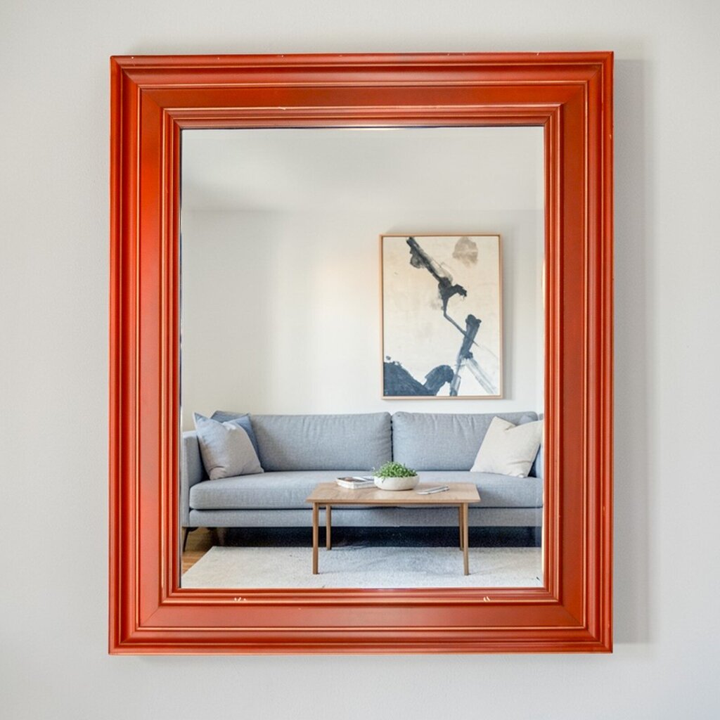 Red Frame Mirror - Acosta's Home