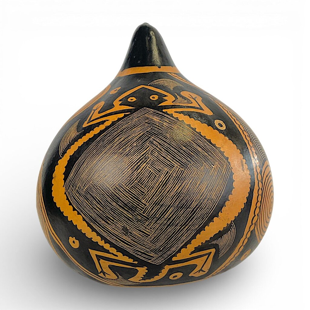 Painted Gourd w/ Native American Pattern - Acosta's Home
