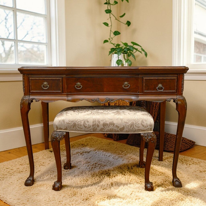 Antique Vanity / Writing Desk with Bench - Acosta's Home