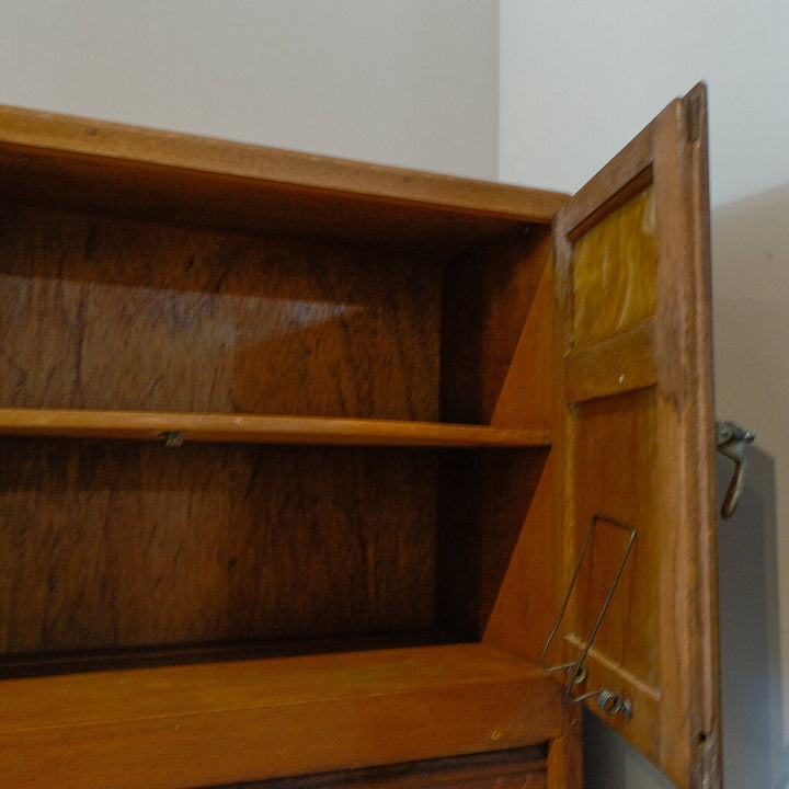 Antique Hoosier Cabinet with Stained Glass - Acosta's Home