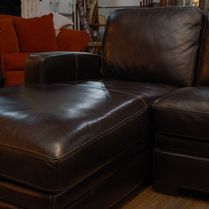 Orig Price $2500 - Rainier 2 Piece.Leather Sofa Chaise - Acosta's Home