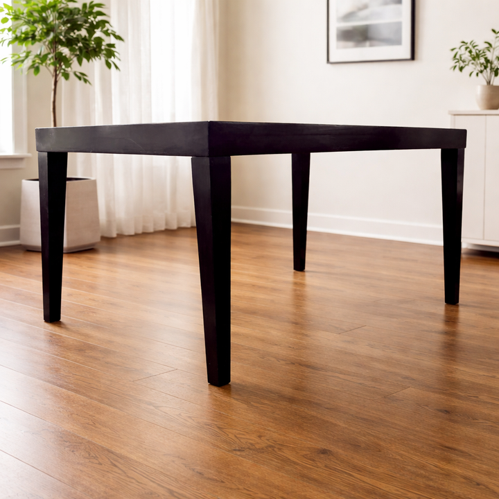 Dining Table w/ Wood Inlay & Glass Top - Acosta's Home