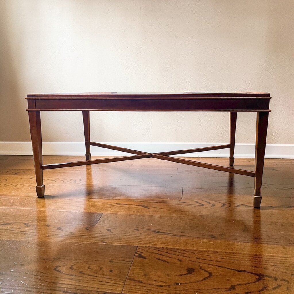 Wood Cocktail Table w/ Glass Top - Acosta's Home