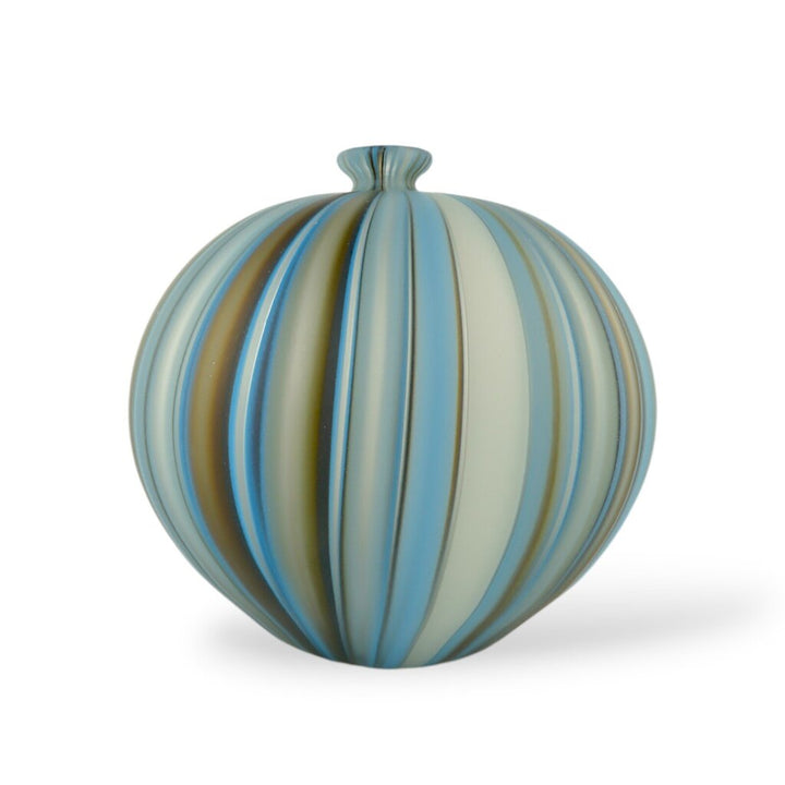 Acid Washed Art Glass Swirl Vase