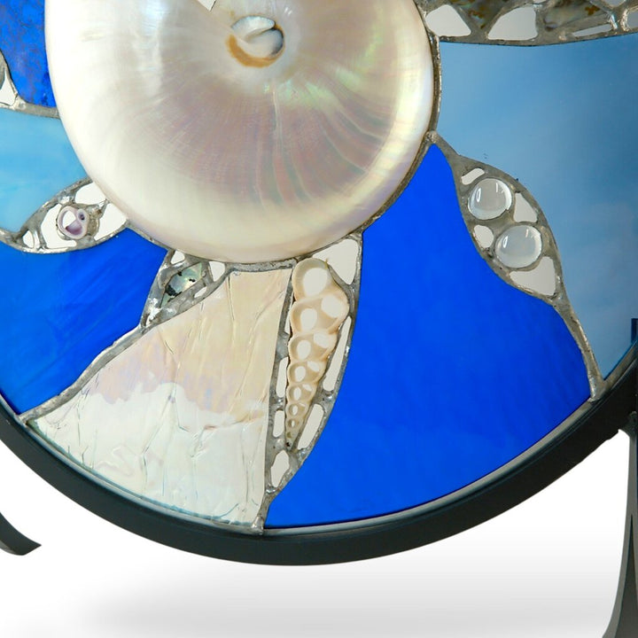 Art Glass Shell Disk in Stand