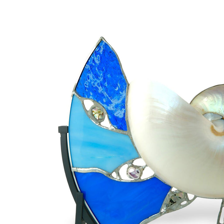 Art Glass Shell Disk in Stand