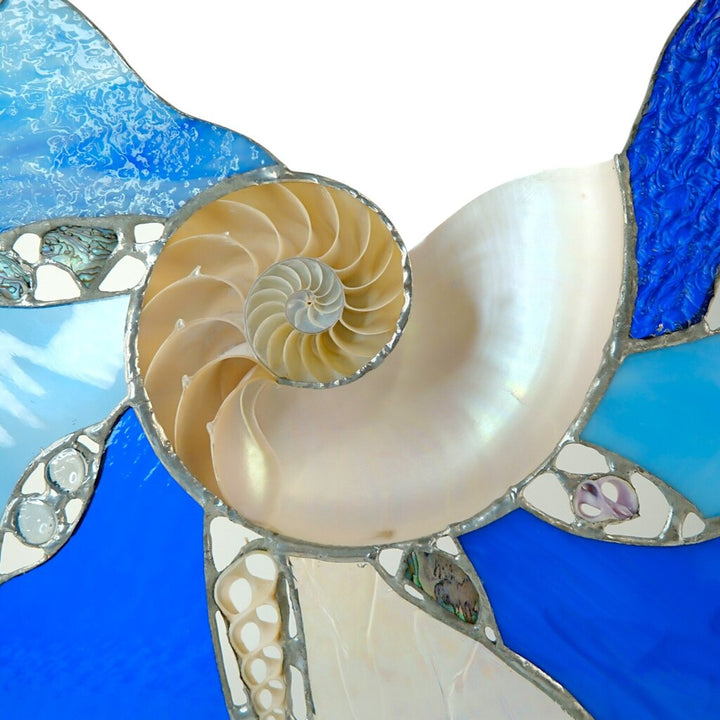 Art Glass Shell Disk in Stand