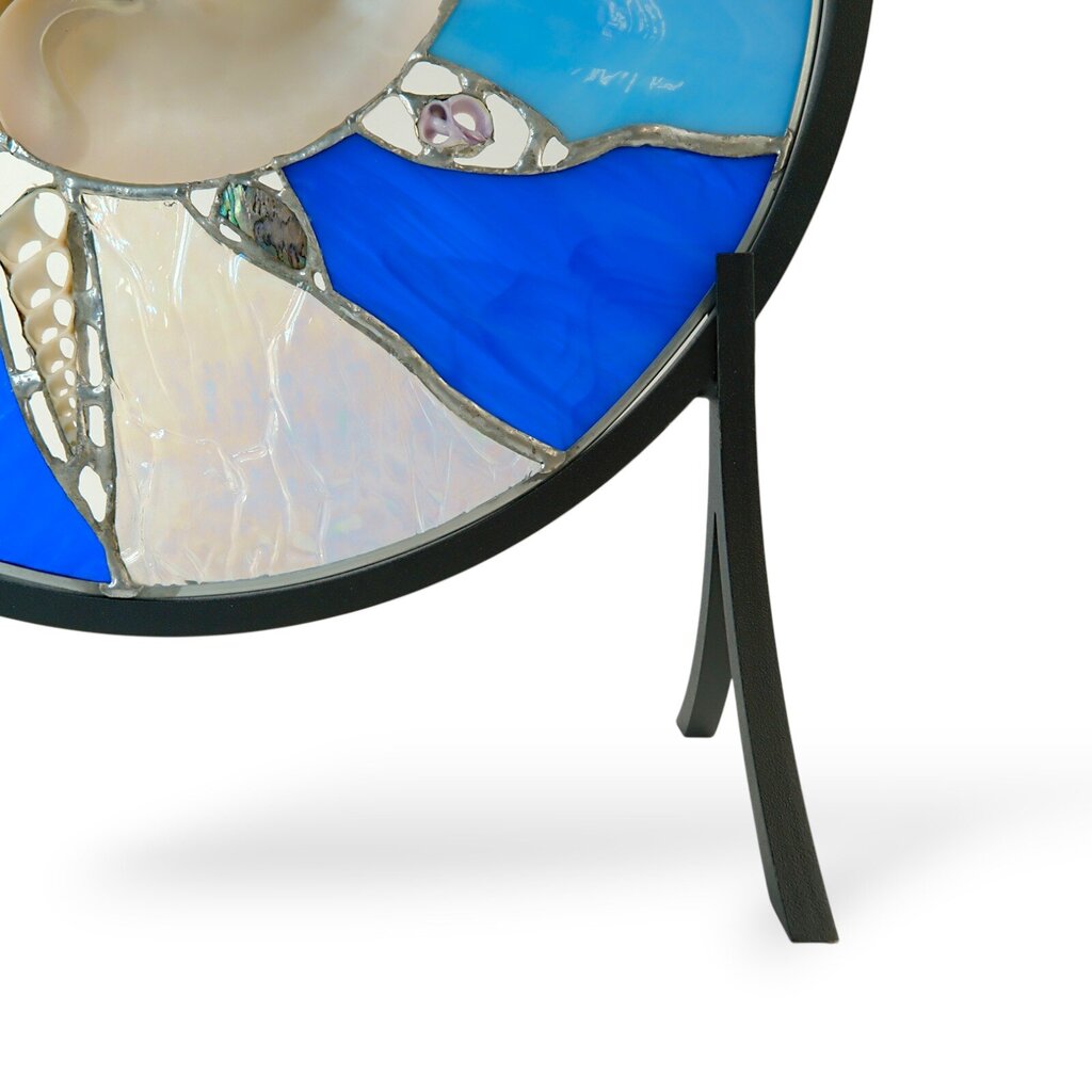 Art Glass Shell Disk in Stand