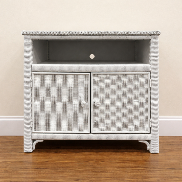 Vintage Wicker TV Stand w/ Storage