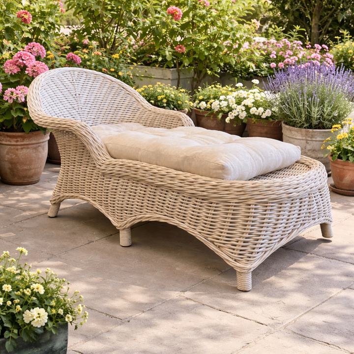 Vintage Wicker Chaise w/ Cushion