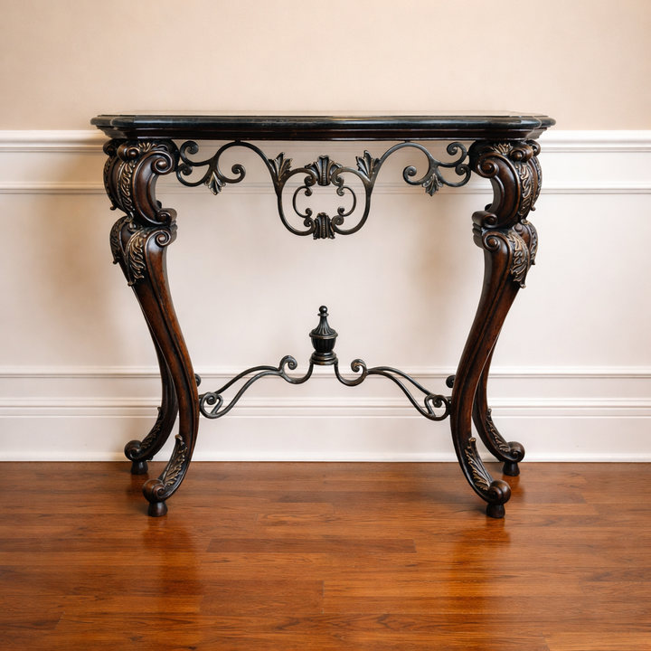Orig Price $1100 - Ornate Sofa Table w/ Marble Top