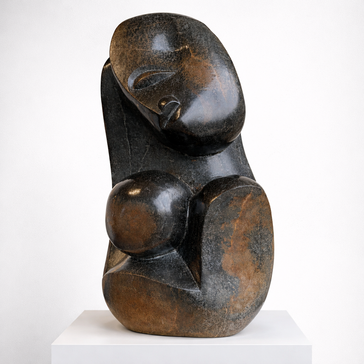 Orig Price $2000 - Mother & Child Solid Stone Sculpture
