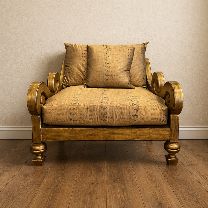 Orig Price $2500 - Metallic Chair & 1/2 w/ Accent Pillow