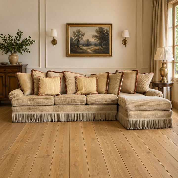 Sofa w/ Chaise & Accent Pillows