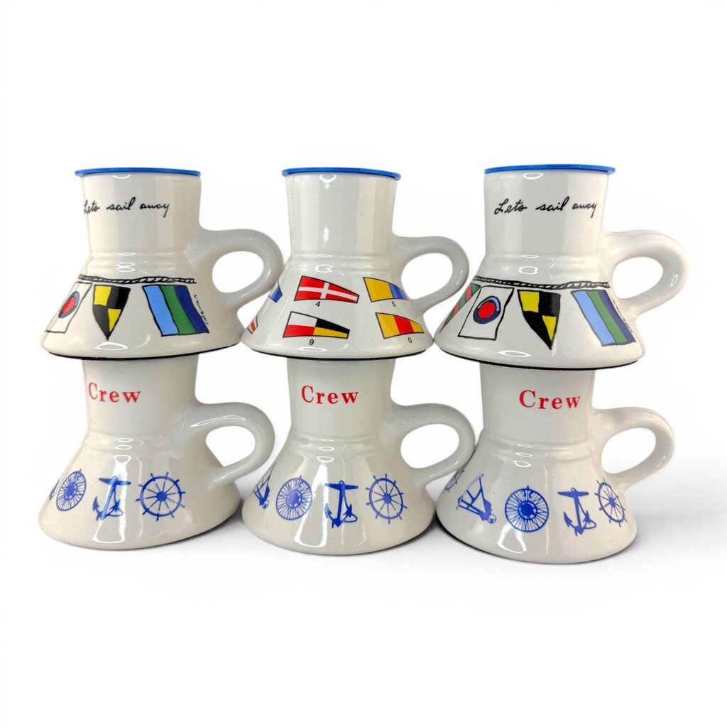 Set of 6 Nautical Boat Mugs