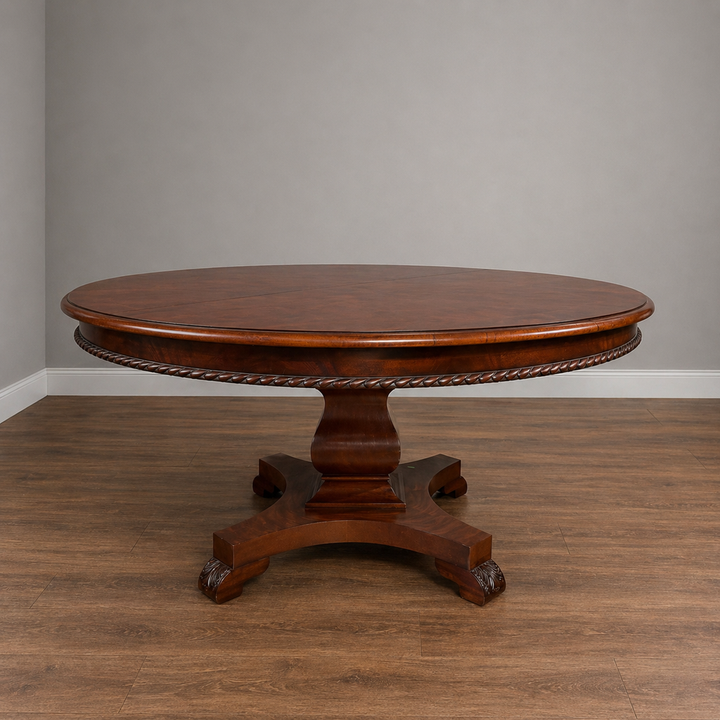 Orig Price $7500 - Round Pedestal Dining Table with Carved Edge