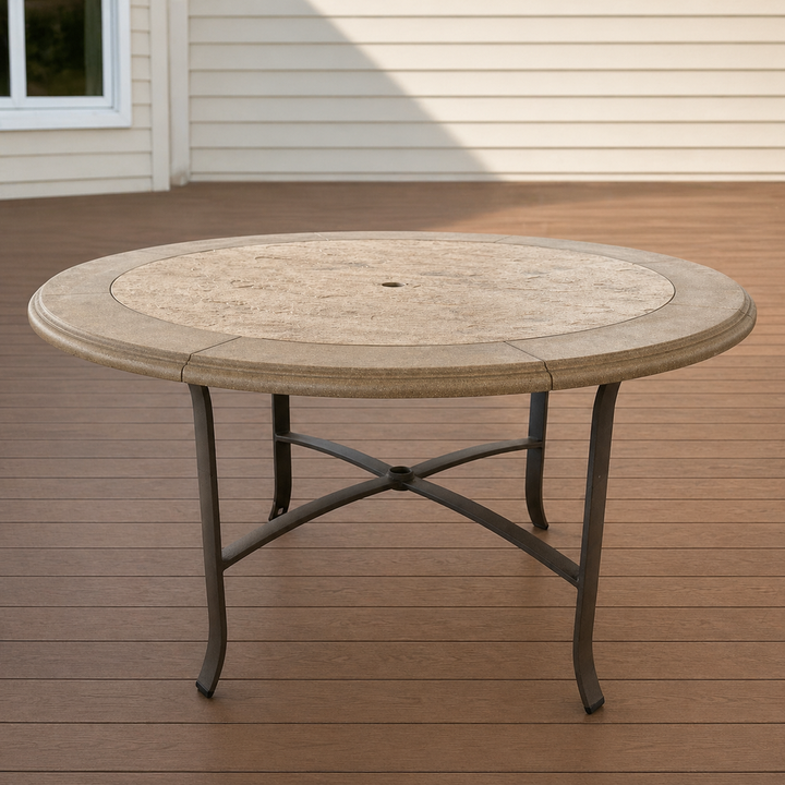 Composite Top Outdoor Dining Table with Metal Base